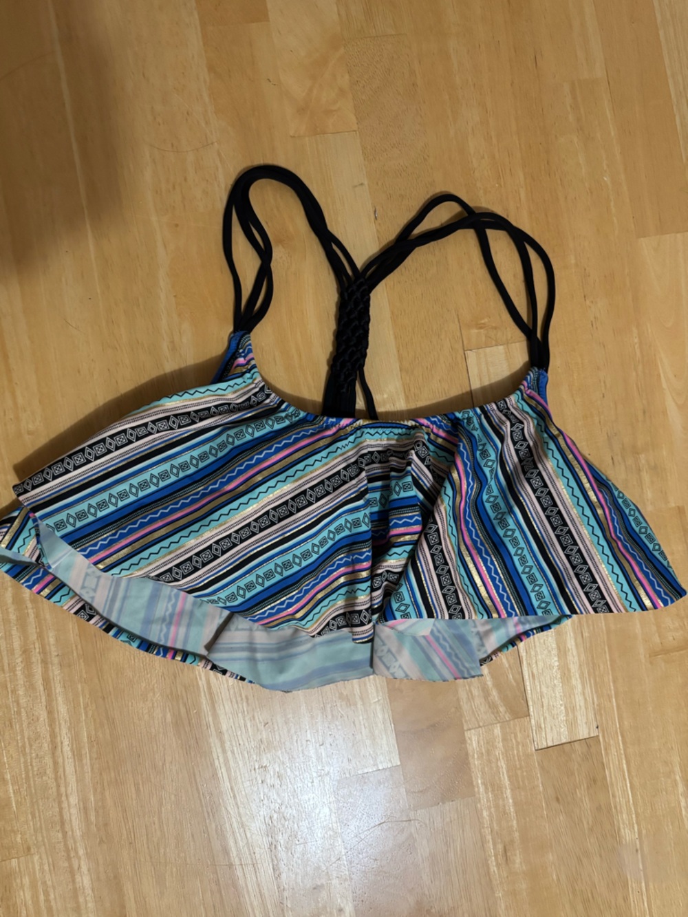 PINK Victoria's Secret Aztec Print Bikini Top in Aqua and Black